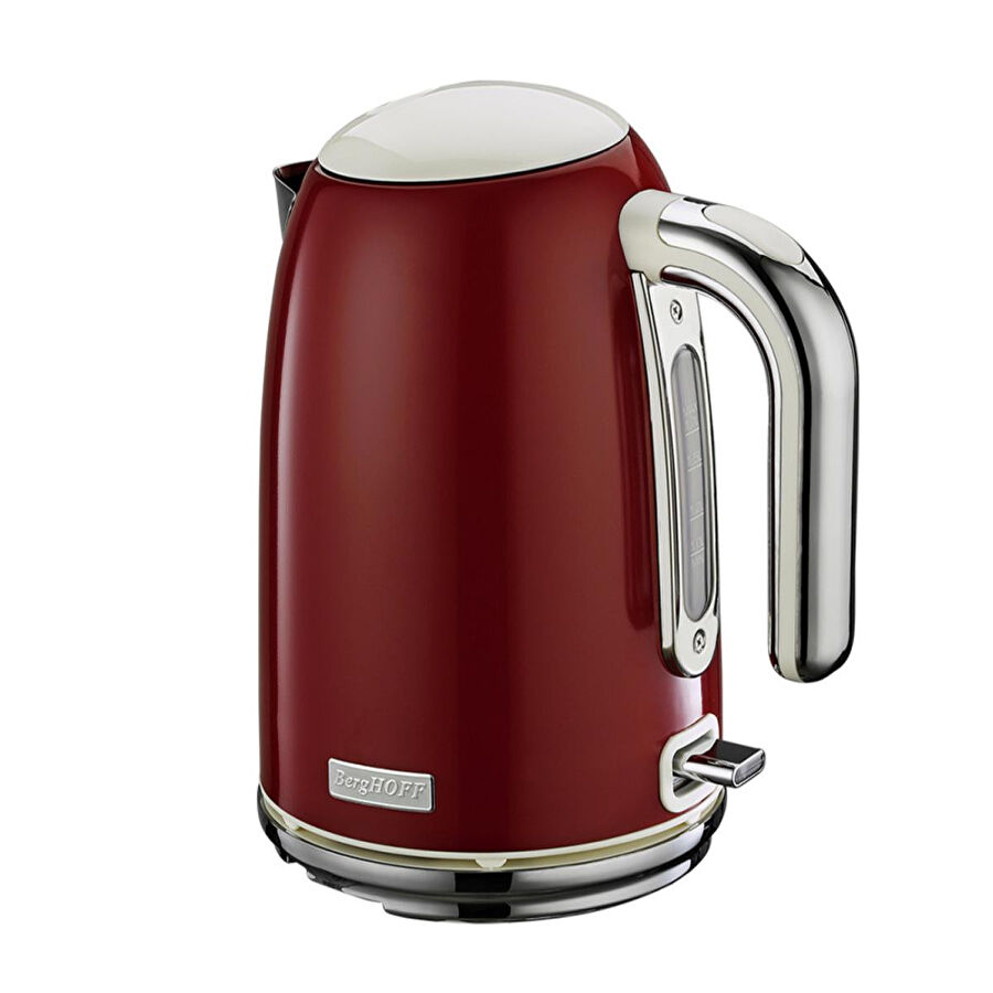 Berghoff Gem Retro 1,7 L Kırmızı Su Isıtıcı – 2200 W, Paslanmaz Çelik Gövde