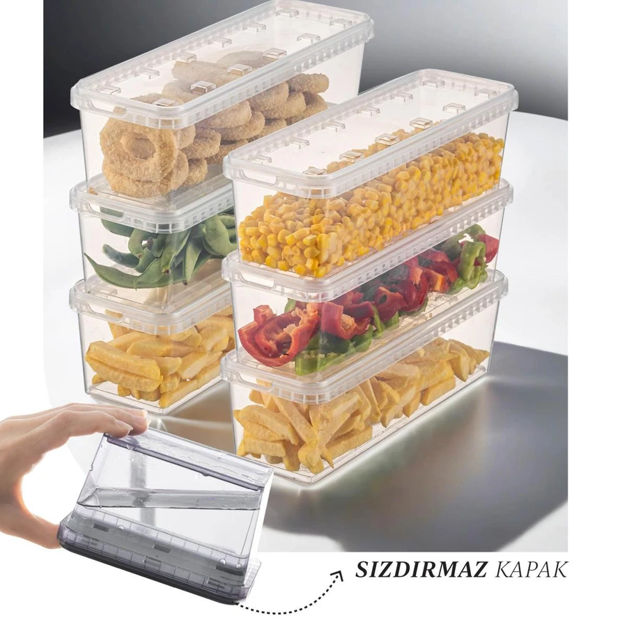 Vienev 6'lı 1,4 Litre Block Buzdolabı Ve Derin Dondurucu Sızdırmaz Saklama Kabı Şeffaf