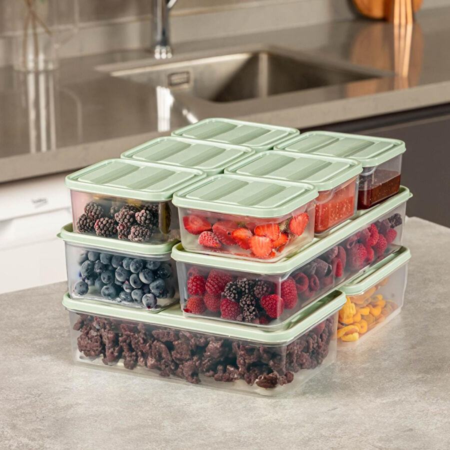 Vienev 10lu Buzdolabı Dondurucu Organizer Mikrodalga Ve Difrize Uygun Saklama Kabı Mint