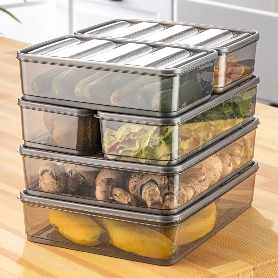 Vienev 6'lı Bella Buzdolabı Düzenleyici Antrasit 2x(3,5, 1,65, 1,75 Li̇tre)