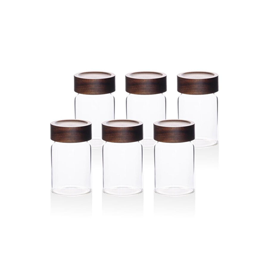 The Mia Akasya Yuvarlak Cam Kavanoz Seti 6 Parça 250 Ml