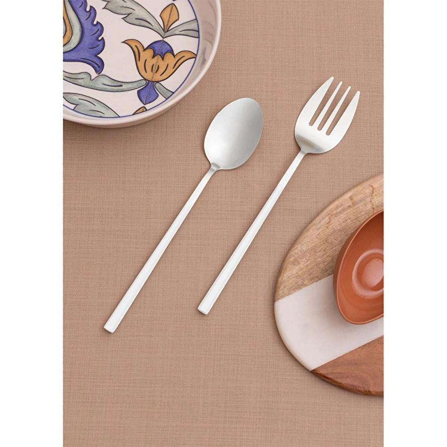 The Mia Bianco Salata Servis Takımı Gümüş 2 Parça Ckb0246