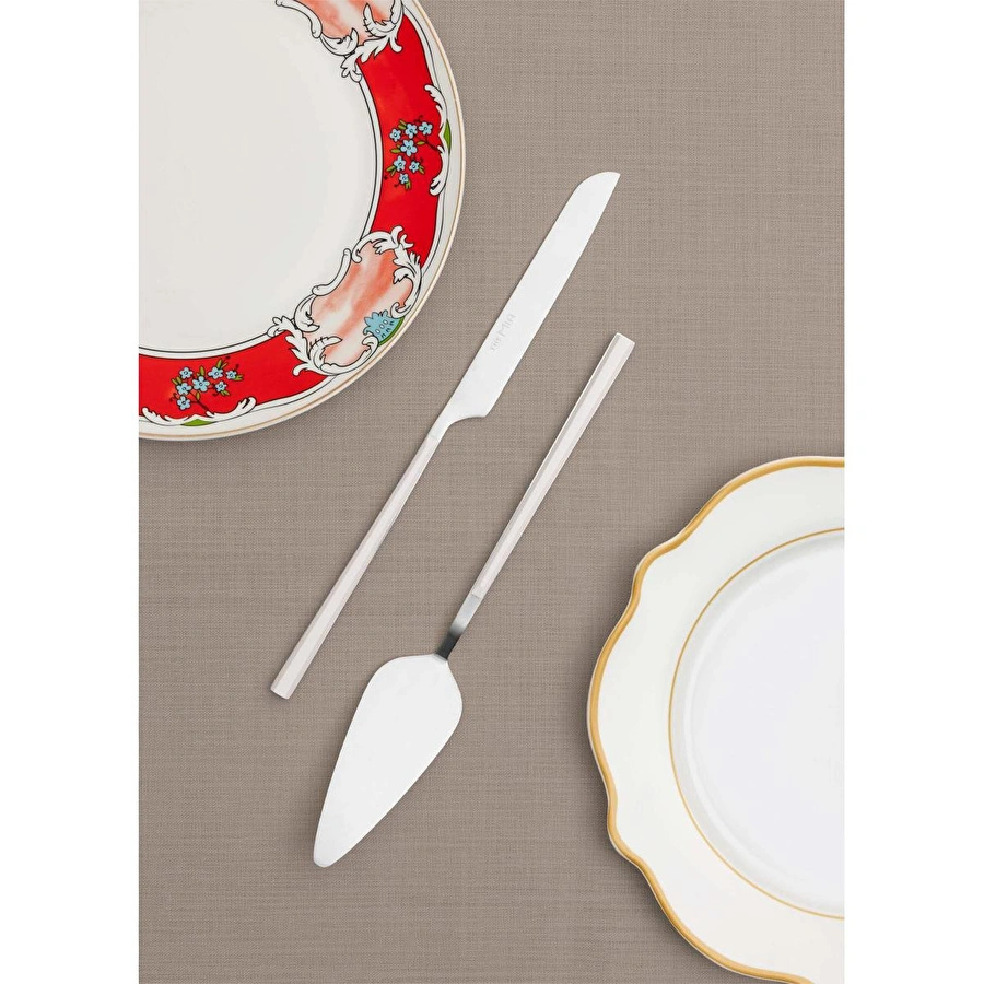 The Mia Bianco Pasta Servis Takımı Gümüş 2 Parça Ckb0249