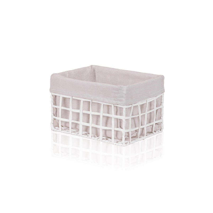 The Mia Braid Hasır Organizer Sepet Beyaz 26x18x16 Cm