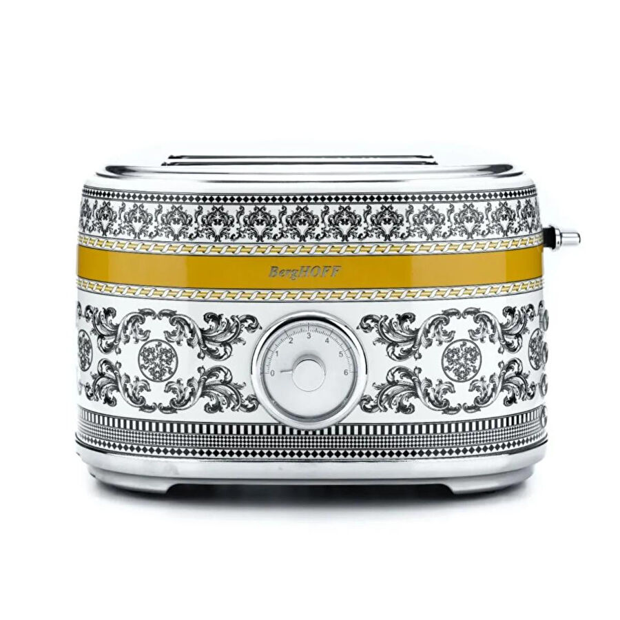 Berghoff Gem Royal Margery Siyah Sarı Desenli İki Dilim Ekmek Kızartma Makinesi
