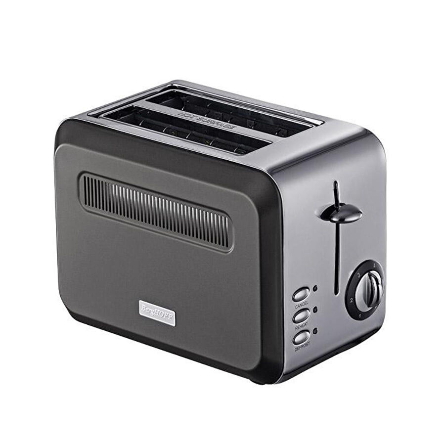 Berghoff Gem Titan 2 Dilim Ekmek Kızartma Makinesi – 980 W, Paslanmaz Çelik Gövde | Antrasit Gümüş