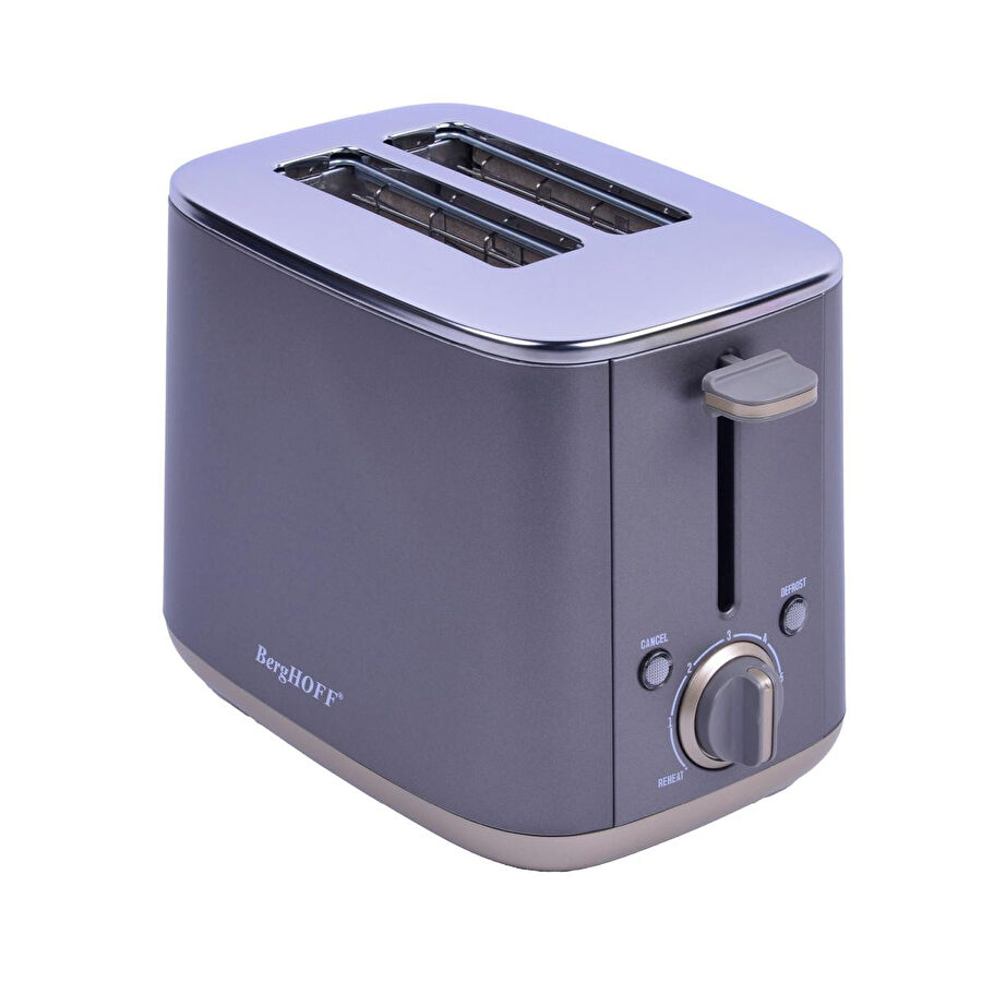 Berghoff Gem Pearl 2 Dilim Ekmek Kızartma Makinesi – 1000 W, Paslanmaz Çelik | Gri