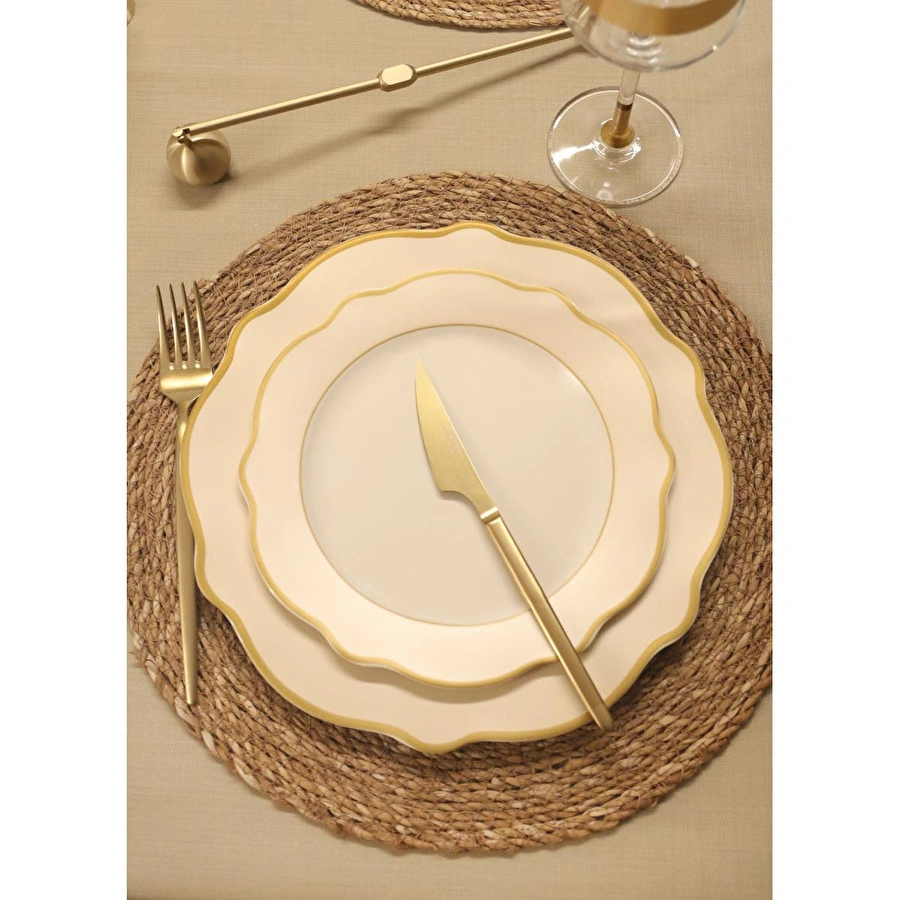 The Mia Jaswely Pasta Tabağı 6 Parça Krem 21 Cm