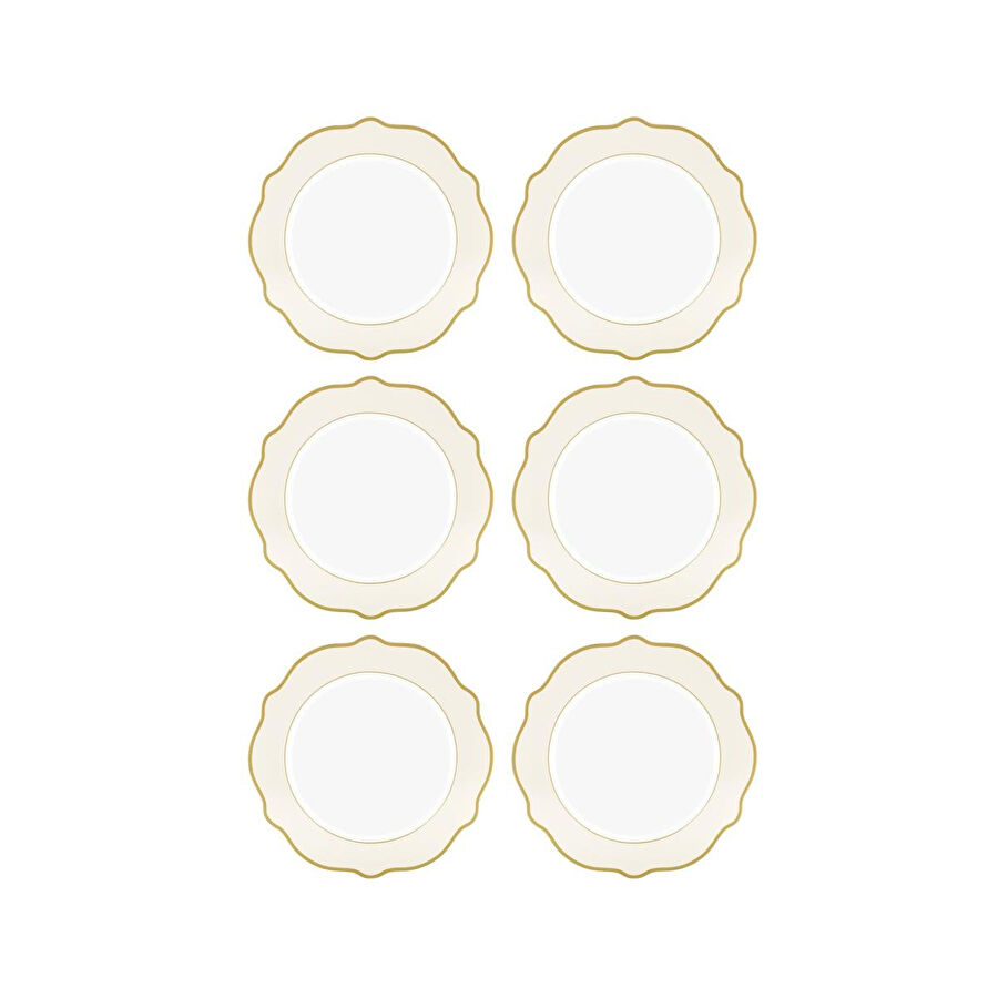 The Mia Jaswely Pasta Tabağı 6 Parça Krem 21 Cm