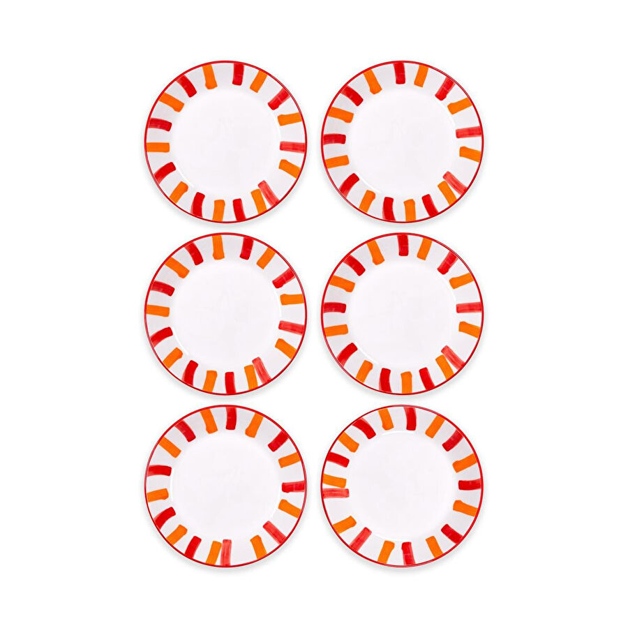 The Mia Joy Yemek Tabağı 6lı Set Kırmızı 20 Cm