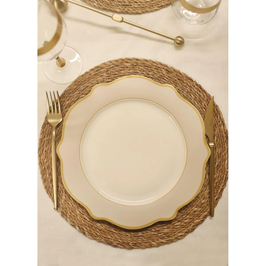 The Mia Jaswely Servis Tabağı 6 Parça Kum Beji 27 Cm