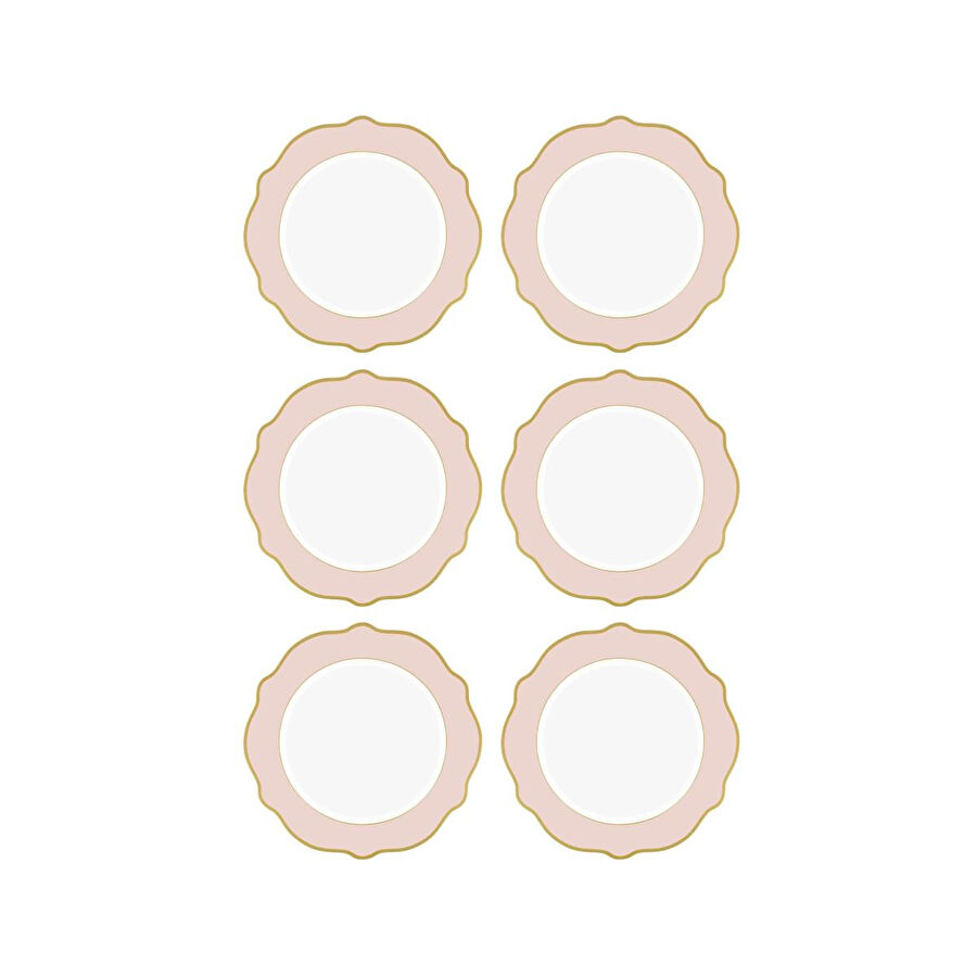 The Mia Jaswely Pasta Tabağı 6 Parça Pembe 21 Cm