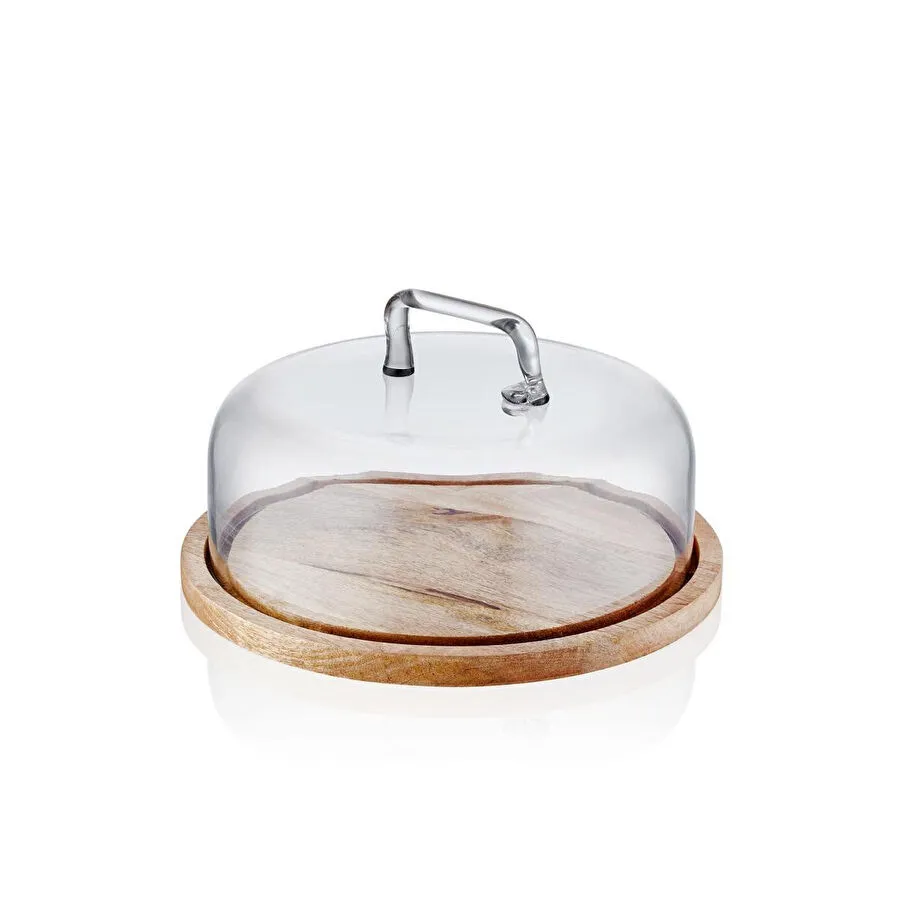 The Mia Madera Yuvarlak Kek Saklama Fanusu 18x30x30 Cm