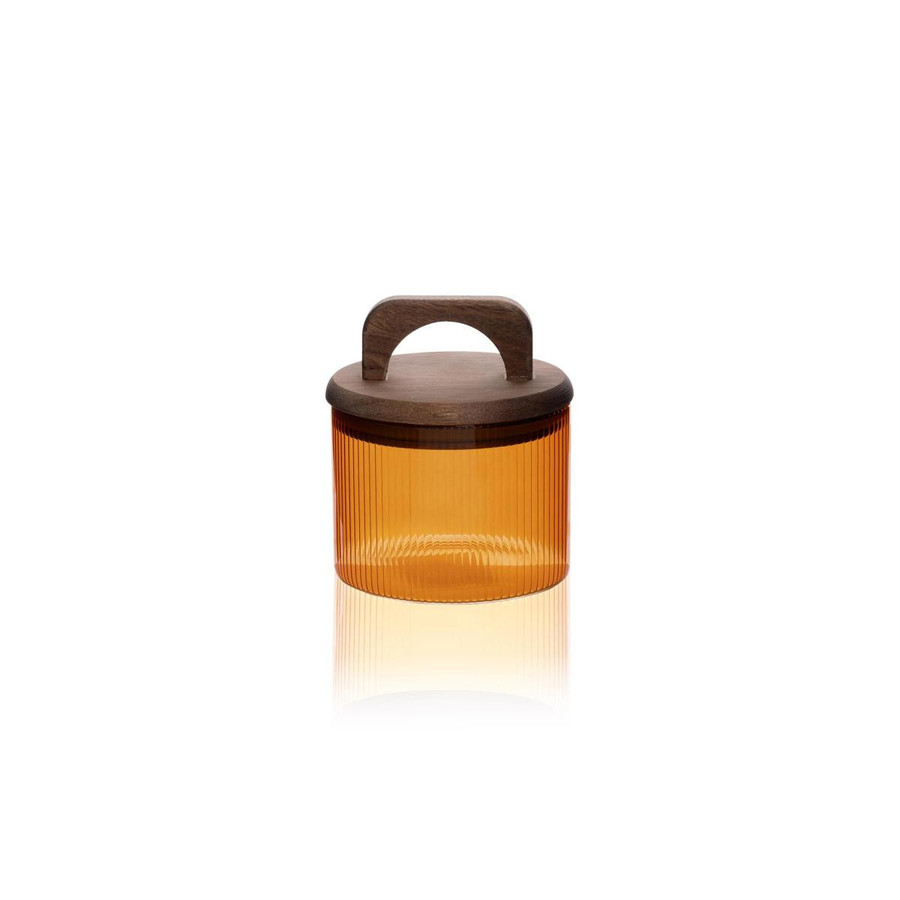 The Mia Akasya Kulplu Cam Kavanoz Amber 350 Ml
