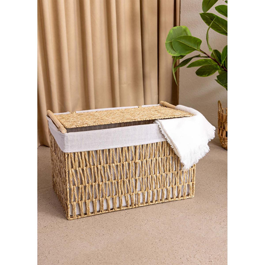 The Mia Cesta Hasır Organizer Sepet Naturel 57x36x37 Cm