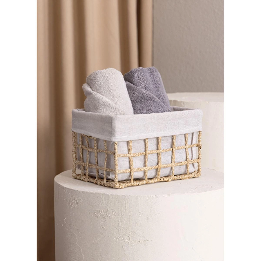 The Mia Braid Hasır Organizer Sepet Naturel 26x18x16 Cm