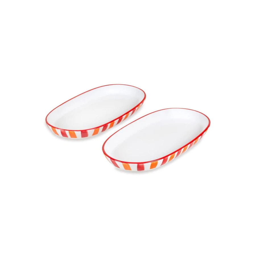 The Mia Joy Oval Servis 2li Set Kırmızı 14x26x3 Cm