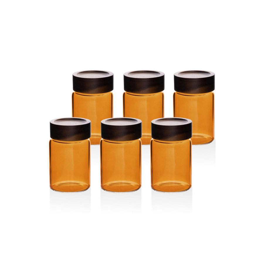 The Mia Akasya Yuvarlak Cam Kavanoz Seti Amber 6 Parça 250 Ml