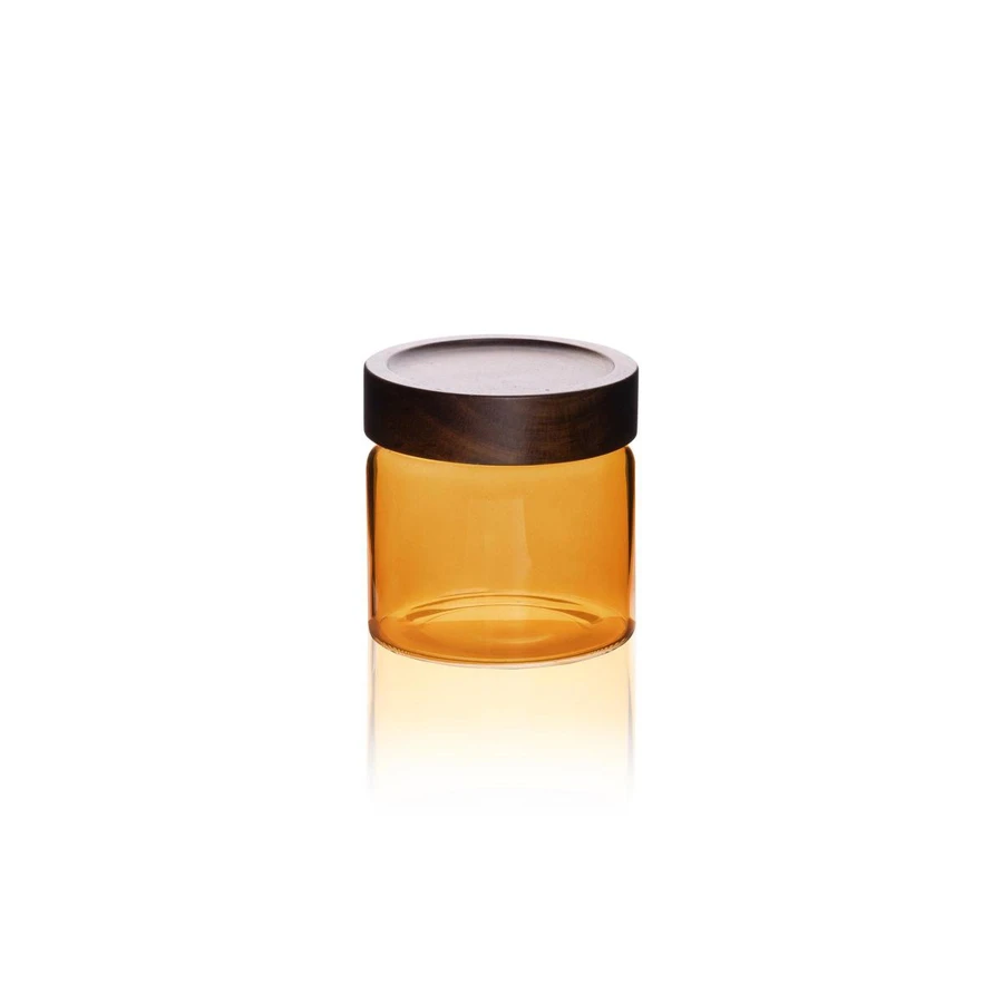 The Mia Akasya Yuvarlak Cam Kavanoz Amber 500 Ml