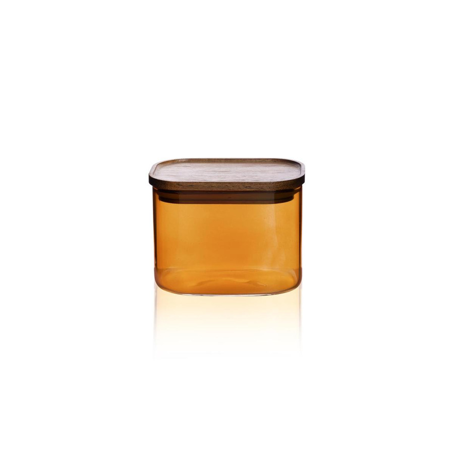 The Mia Akasya Dikdörtgen Cam Kavanoz Amber 500 Ml
