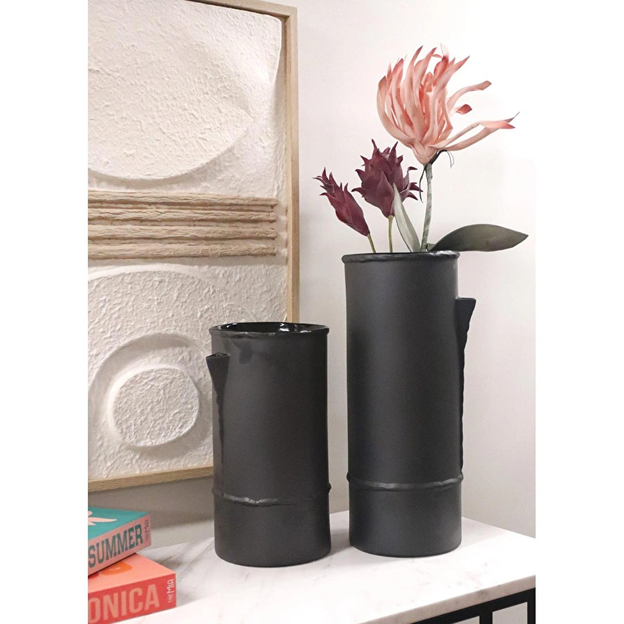 The Mia Licia Seramik Vazo Siyah 18x16x41 Cm