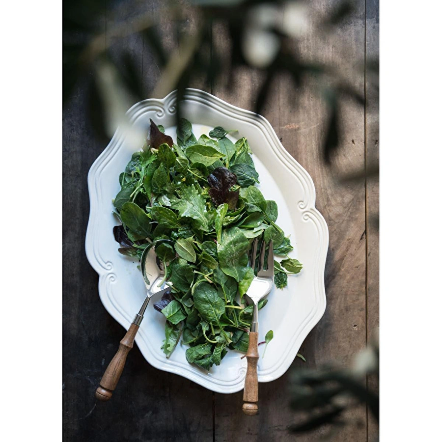 The Mia Grande Servis Tabağı Beyaz 41x32 Cm Grd0008