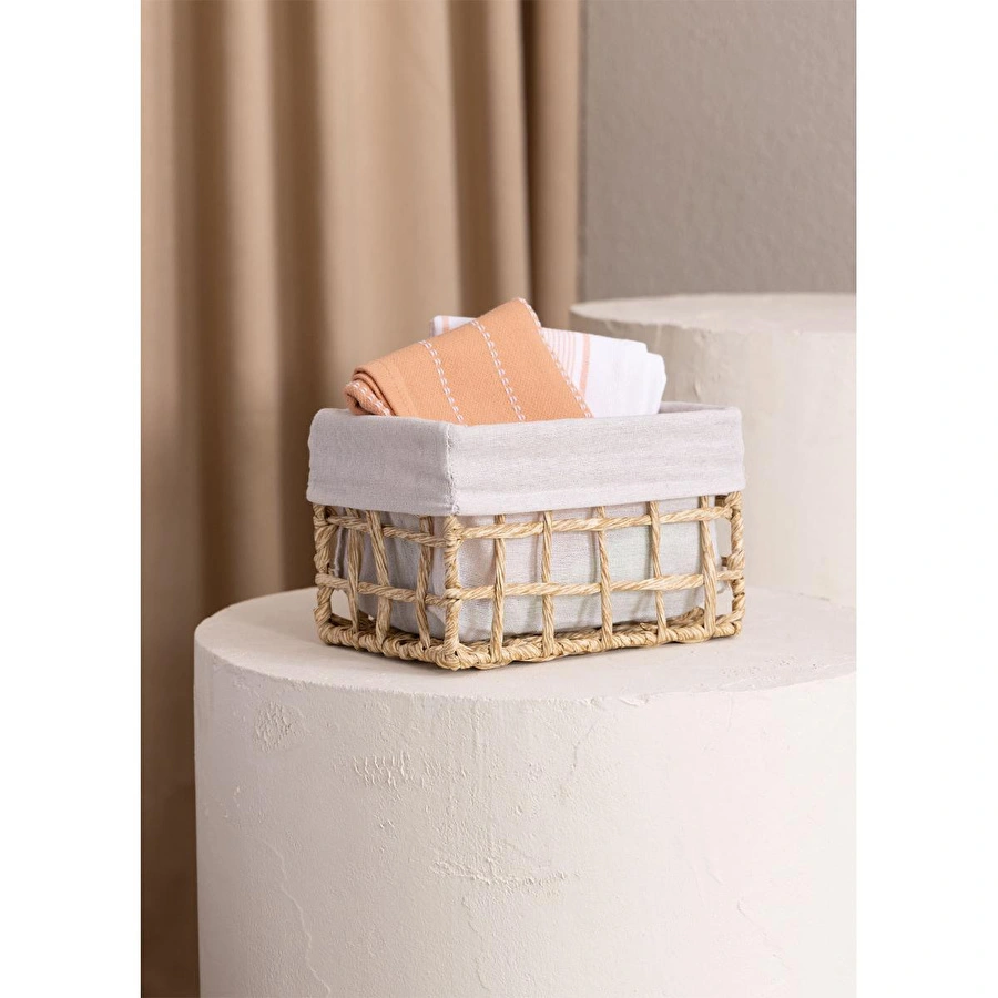 The Mia Braid Hasır Organizer Sepet Naturel 22x14x13 Cm