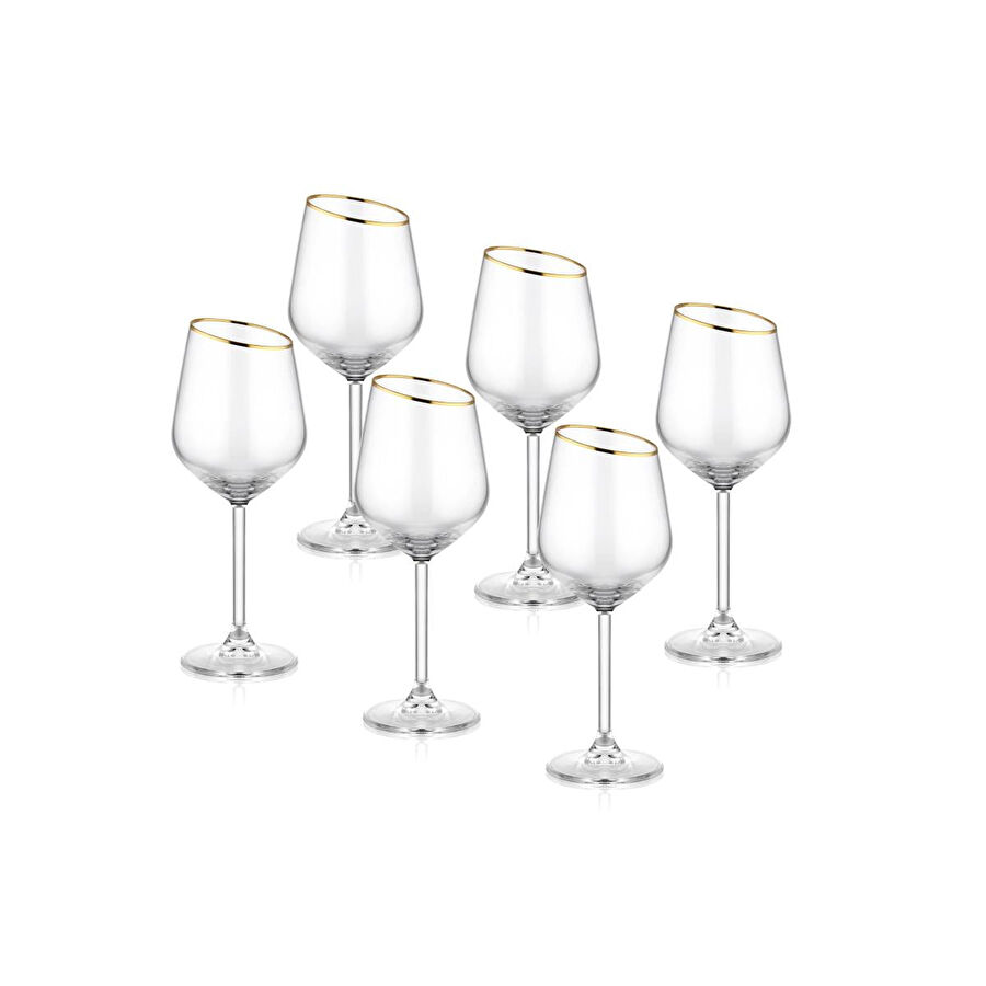 The Mia Gina Şarap Kadehi Gold 6lı Set