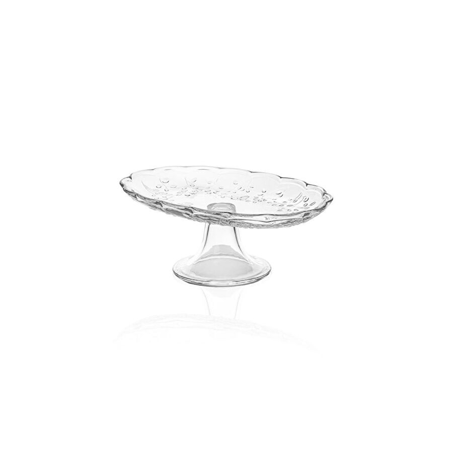 The Mia Ayaklı Cam Sunum Tabağı Oval 31x20x12 Cm Cam0498