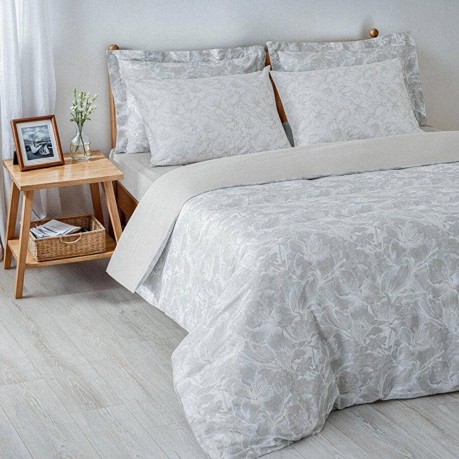 Green Black Fiorina Çift Kişilik Nevresim Takımı %100 Pamuk 210 Tc 83 Tel Saten Digital Baskılı Bej