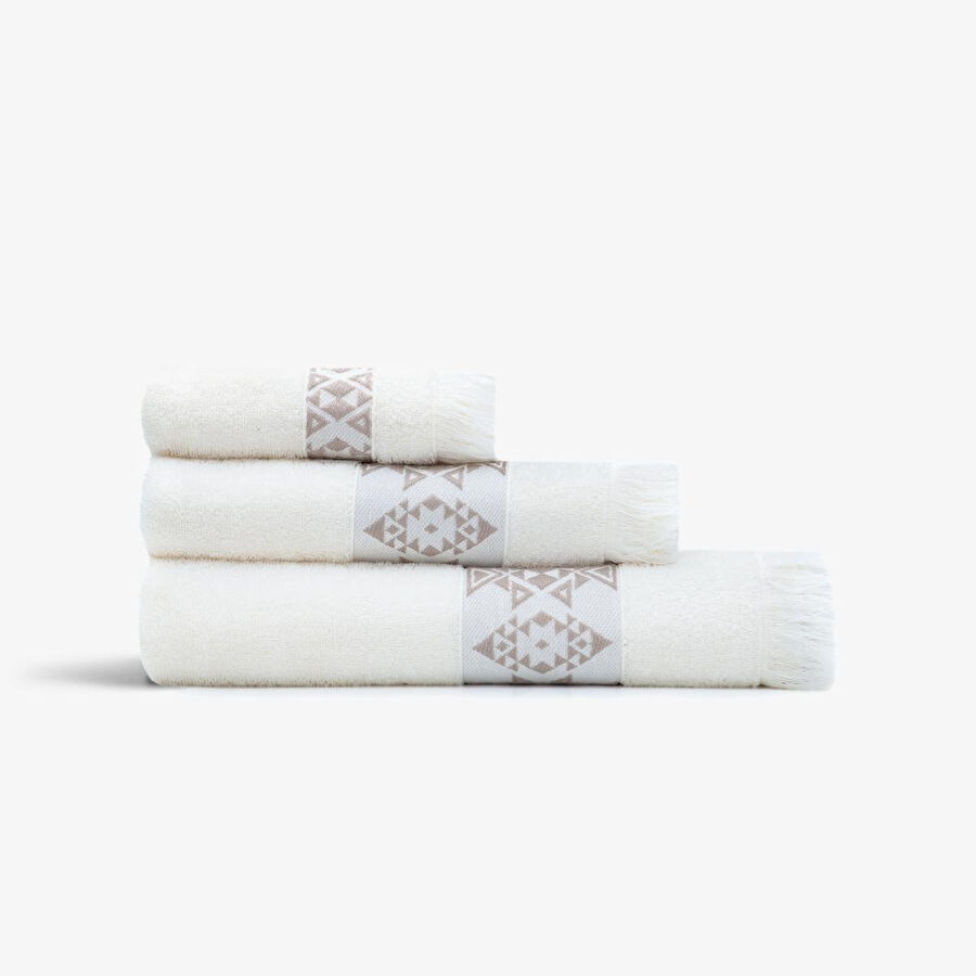 Green Black Hereke 3'lü Havlu Seti Krem