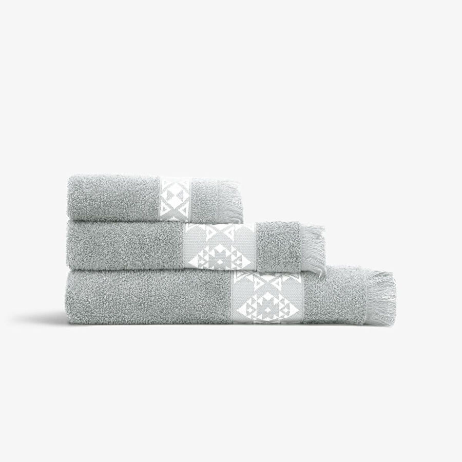 Green Black Hereke 3'lü Havlu Seti Gri