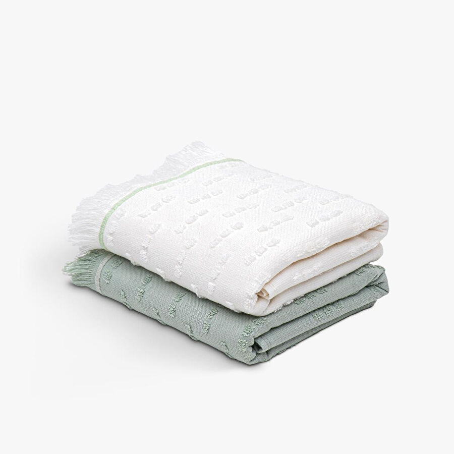 Green Black Pera 2'li Mutfak Havlusu Krem-mint