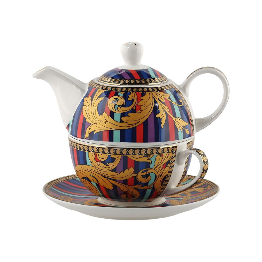 Lucky Art Valencıa Bone Tek Kısılık Demlık & Fıncan Set