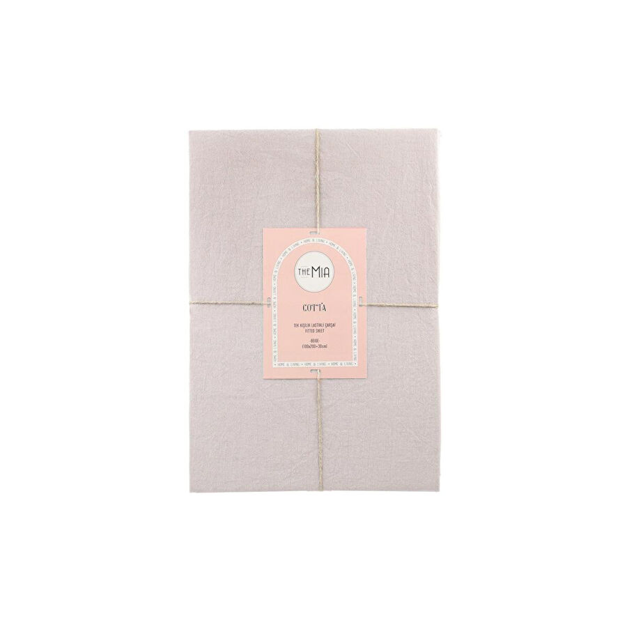 The Mia Cotta Beige Tek Kişilik Lastikli Çarşaf 200x100 Cm