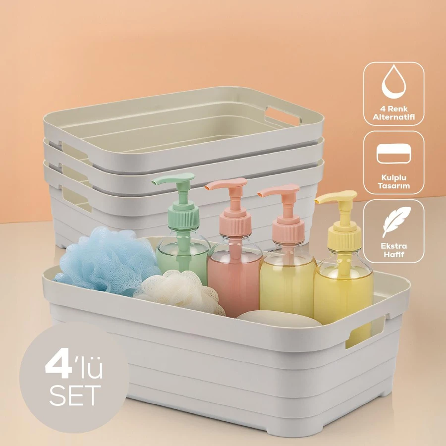 Vienev 4'lü 8,2 Litre Saklama Kutusu Bej