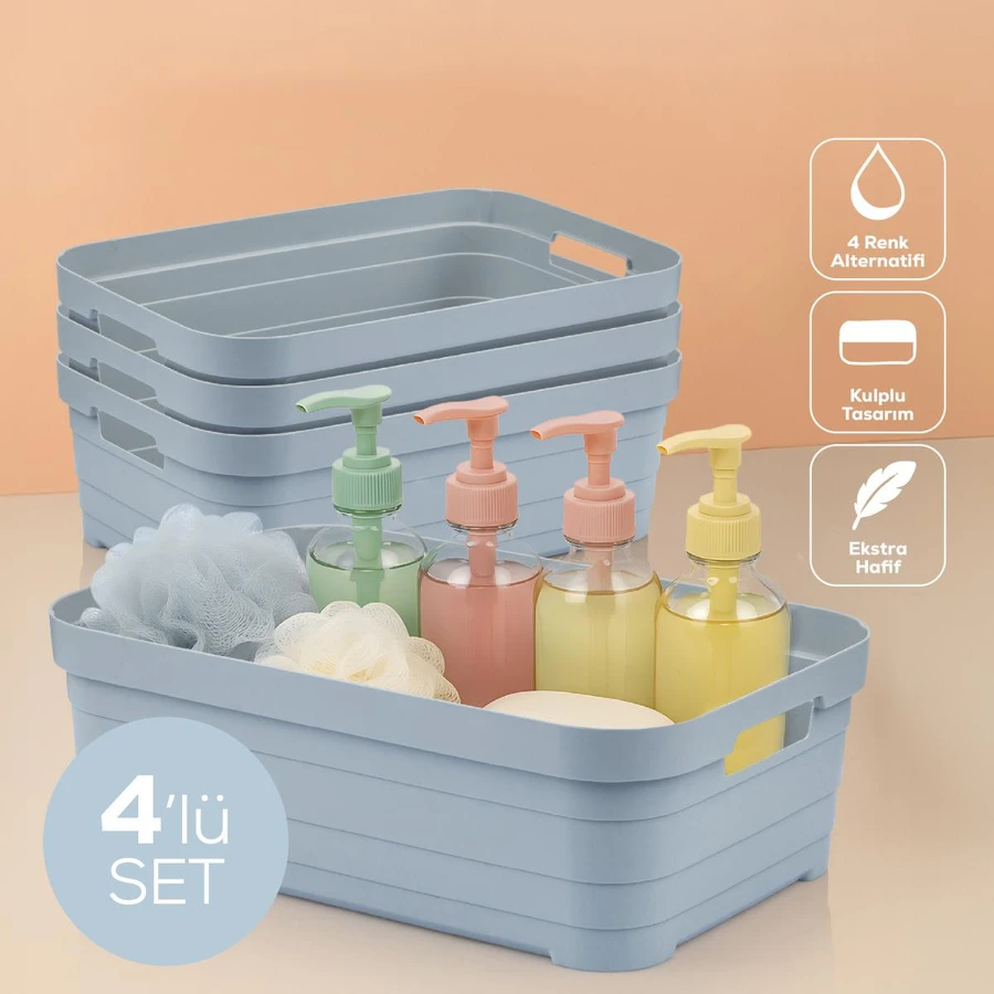 Vienev 4'lü 8,2 Litre Saklama Kutusu Mavi