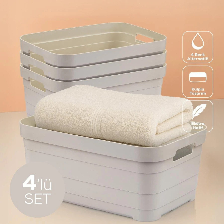 Vienev 4'lü 10,8 Litre Saklama Kutusu Bej