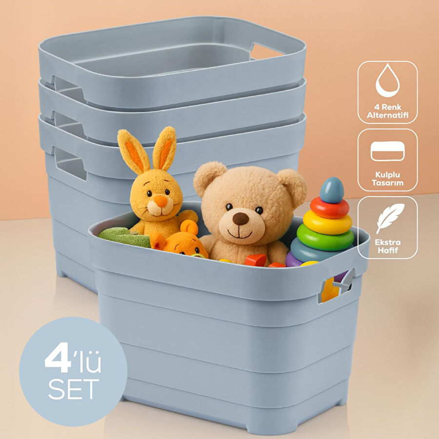 Vienev 4'lü 5 Litre Saklama Kutusu Mavi