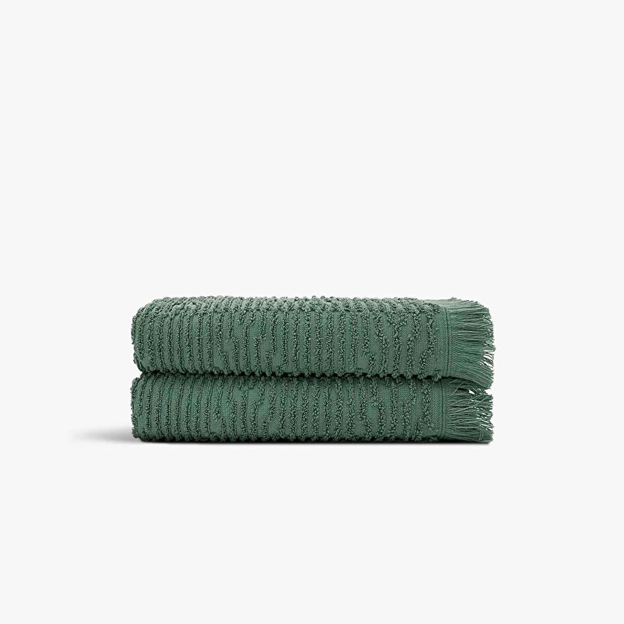 Green Black Anisa 2'li El Yüz Havlusu %100 Pamuk Penye Jakarlı Yeşil 50x90 Cm