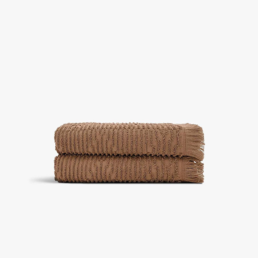 Green Black Anisa 2'li El Yüz Havlusu %100 Pamuk Penye Jakarlı Kahverengi 50x90 Cm