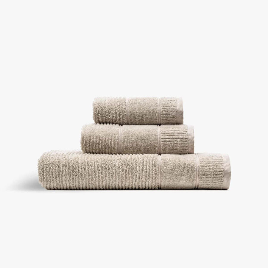 Green Black Eliza 3'lü Havlu Seti Bej