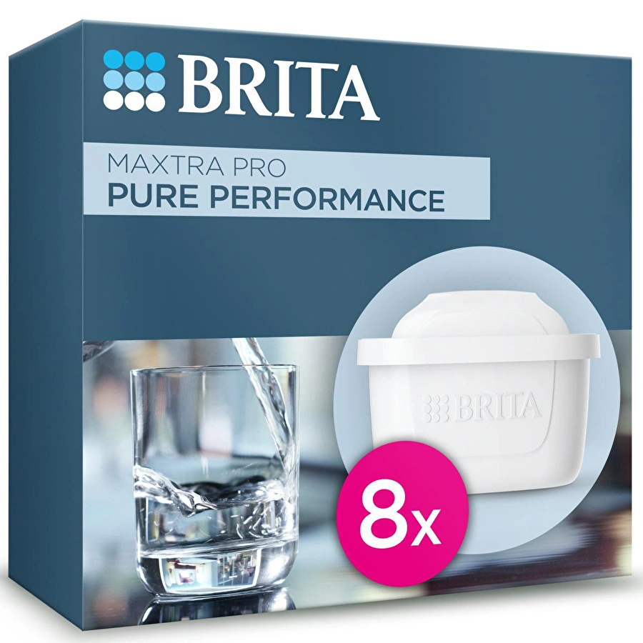 BRITA MAXTRA PRO Pure Performance Yedek Su Arıtma Filtresi, 8’li