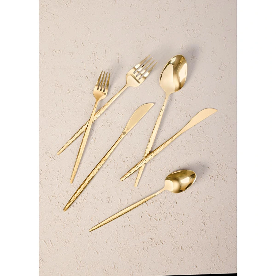 The Mia Shiny Çatal Kaşık Bıçak Takımı Gold 24 Parça