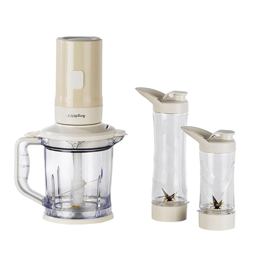 Berghoff Gem Retro 700 W Kişisel Blender & Doğrayıcı – 1,2 L Titanyum Bıçaklı Hazne, Bakır AC Motor | Vanilya Krem