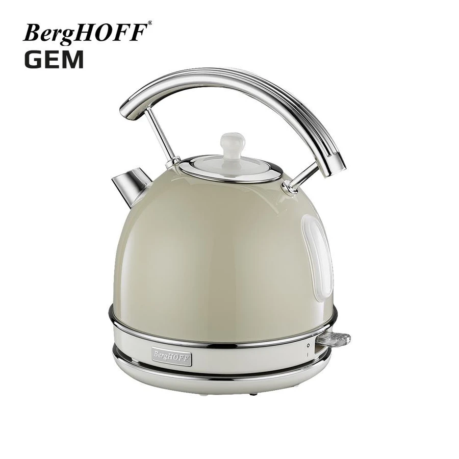 Berghoff Gem Retro 1.7 Litre Vanilya Krem Rengi Yuvarlak Su Isıtıcısı
