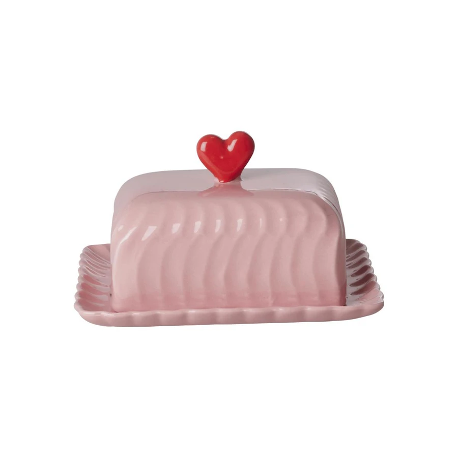 Rice Seramik Tereyağlık - Pembe Kalp