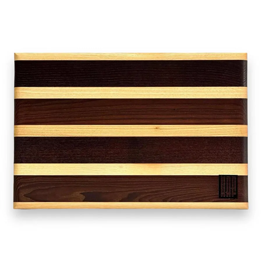 Kaf Ahşap Lüks Kesme Tahtası Dişbudak Siyah&Beyaz - M