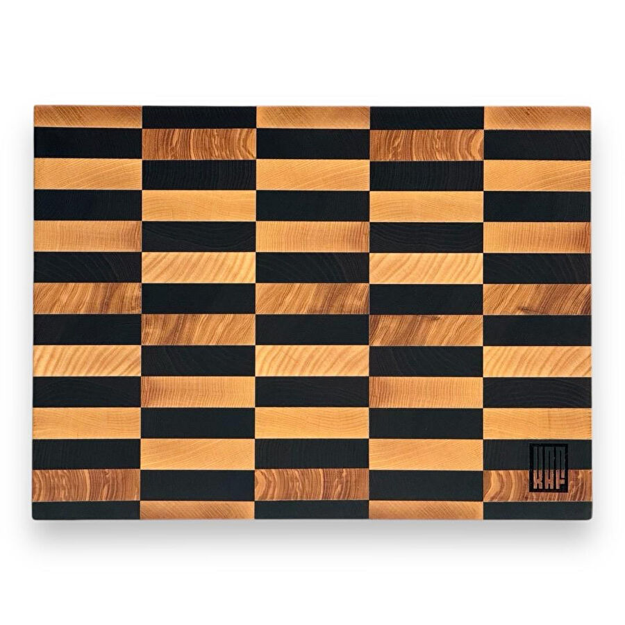 Kaf Ahşap Kesme Tahtası Dişbudak Siyah&beyaz (End Grain) - L