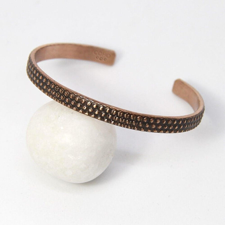 Coho Objet Coho Tılsım El Yapımı Antique Desenli Bakır Bileklik